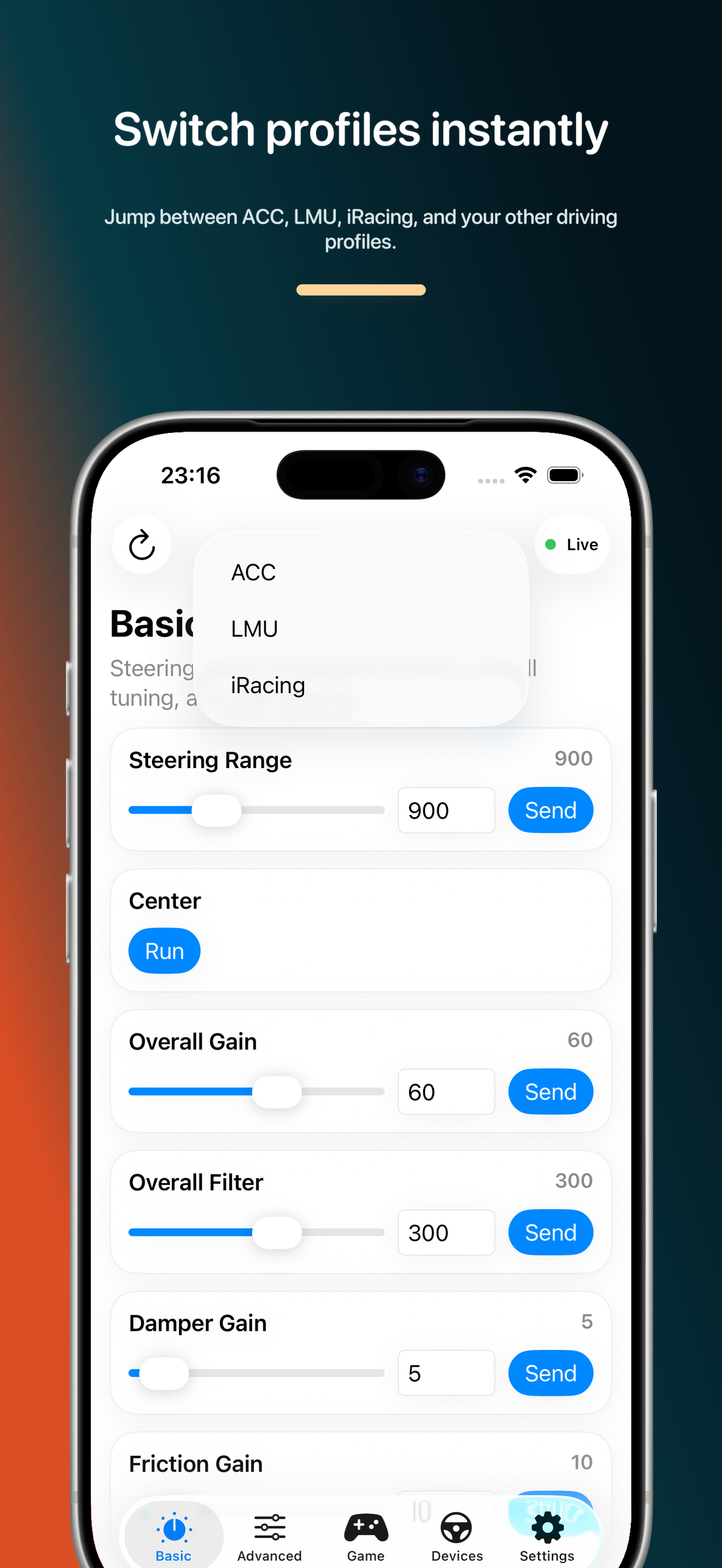 Profile switcher in VNM Companion